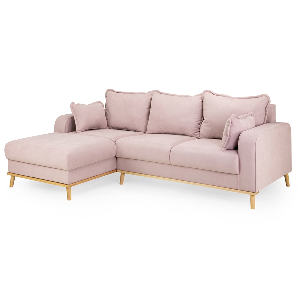 Breccia Fabric Left Hand Corner Sofa In Pink
