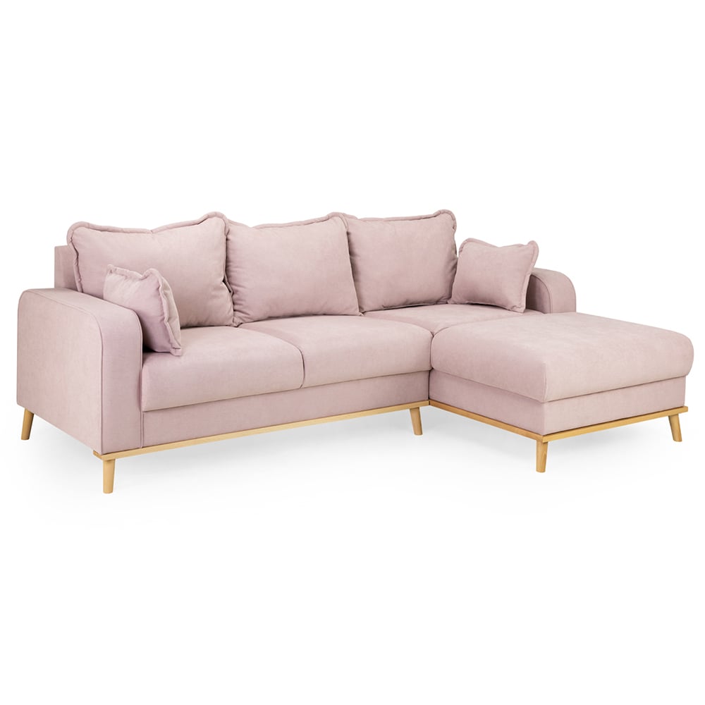 Breccia Fabric Right Hand Corner Sofa In Pink