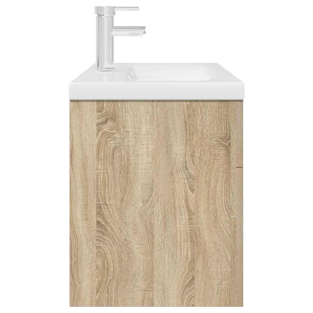 Breccia Wooden 80cm Vanity Unit With Faucet In Sonoma Oak