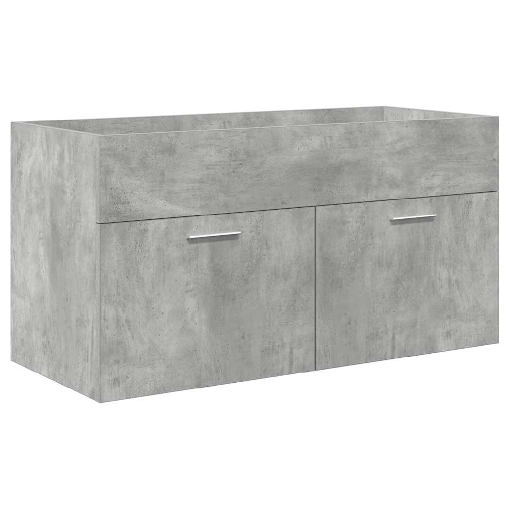 Breccia Wooden 90cm Vanity Unit With Faucet In Concrete Grey