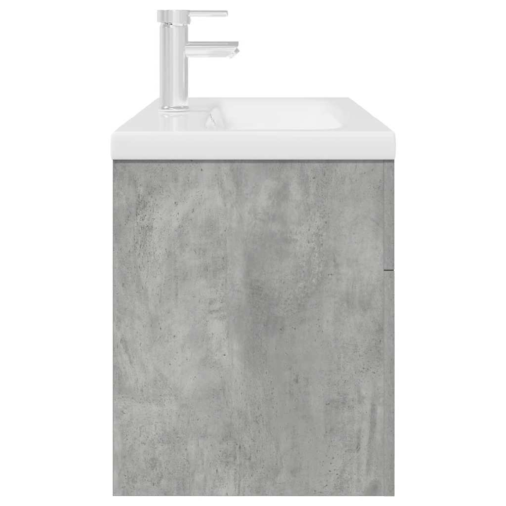 Breccia Wooden 90cm Vanity Unit With Faucet In Concrete Grey