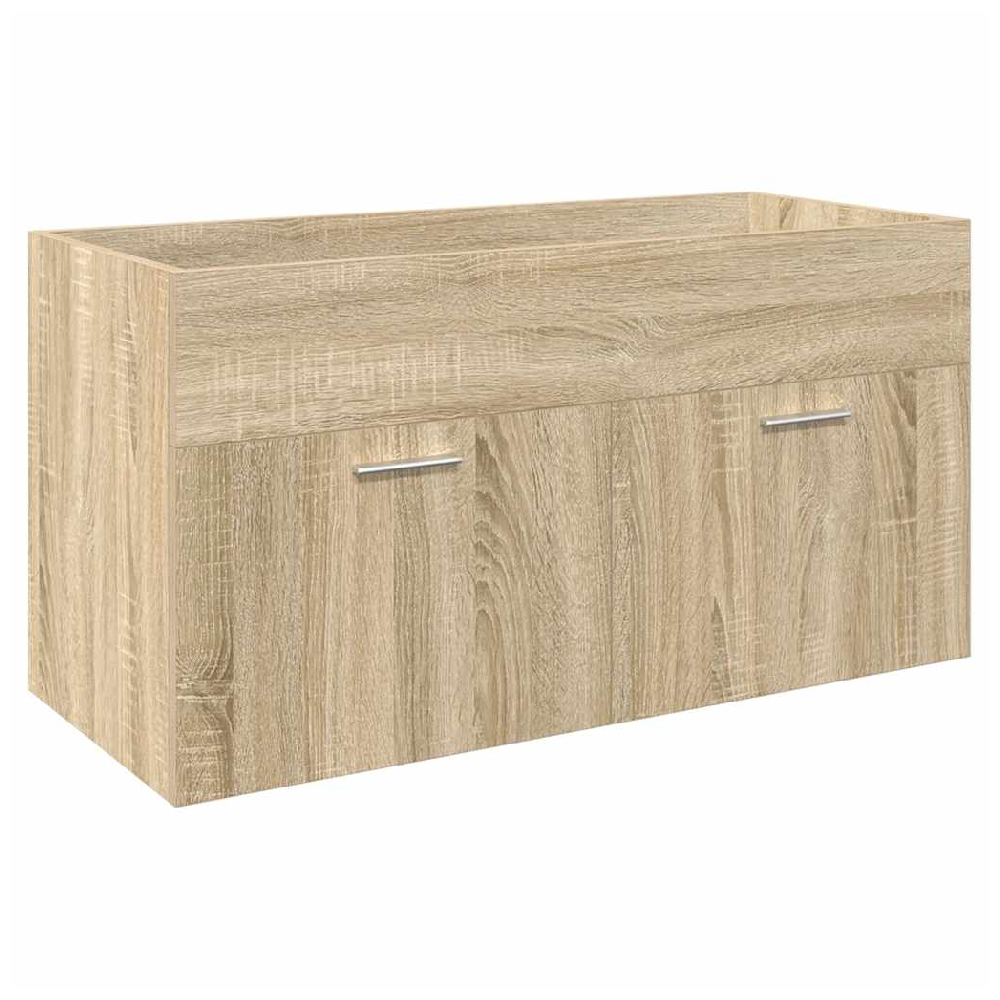 Breccia Wooden 90cm Vanity Unit With Faucet In Sonoma Oak