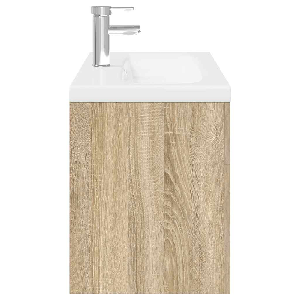 Breccia Wooden 90cm Vanity Unit With Faucet In Sonoma Oak