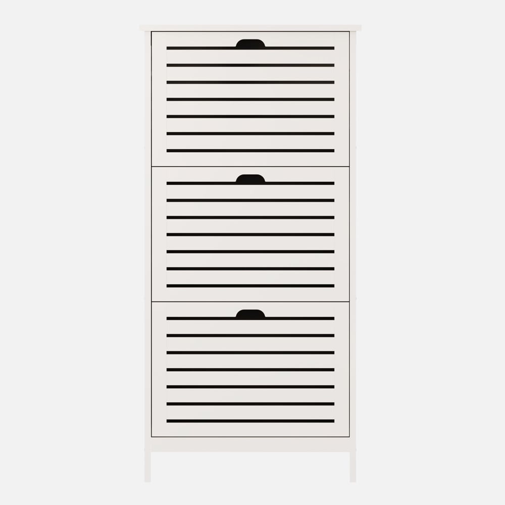 Breckles Wooden Shoe Storage Cabinet With 3 Flap Doors In White