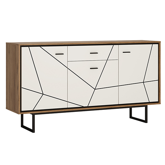 Brecon Wooden Sideboard In Walnut And White High Gloss_2