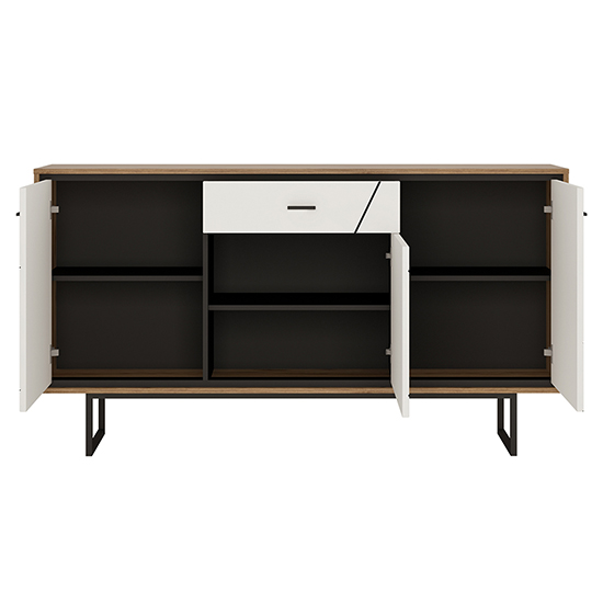 Brecon Wooden Sideboard In Walnut And White High Gloss_3