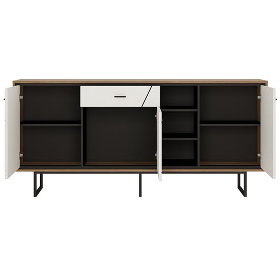 Brecon Wooden Wide Sideboard In Walnut And White High Gloss_2