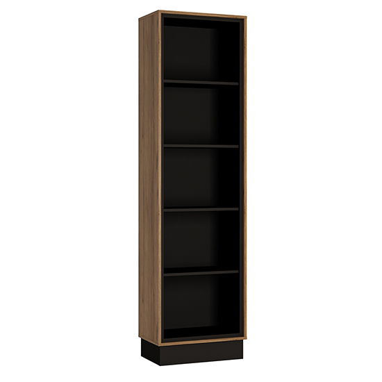 Photo of Brecon wooden tall bookcase in walnut and black