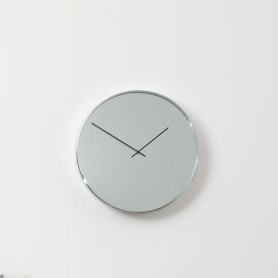 Breiley Round Minimal Mirrored Wall Clock In Chrome Frame