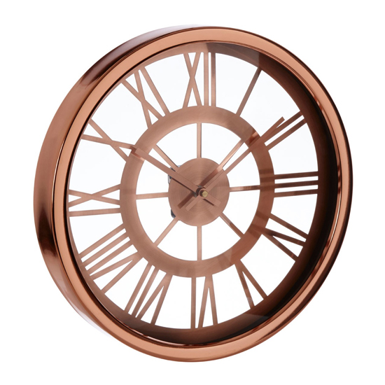 Breiley Round Skeleton Wall Clock In Rose Gold FiF
