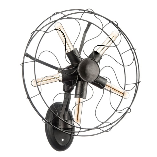 Product photograph of Brekota Vintage Fan Shape Wall Light In Black from Furniture in Fashion