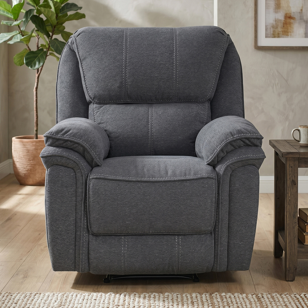 Brela Fabric Recliner 1 Seater Sofa In Dark Grey