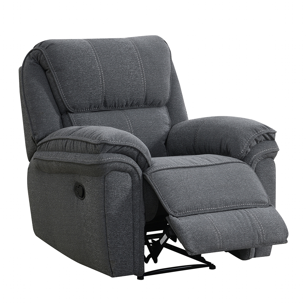 Brela Fabric Recliner 1 Seater Sofa In Dark Grey