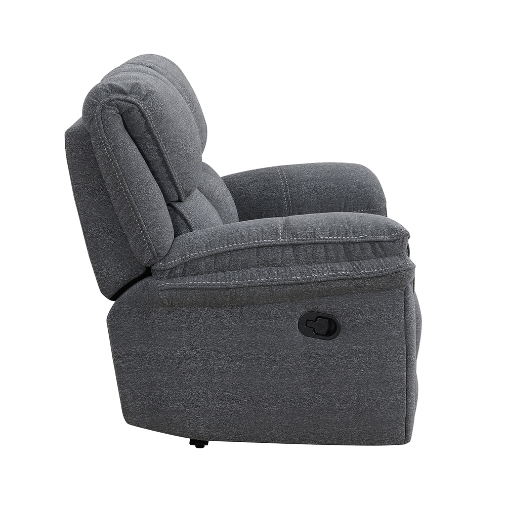 Brela Fabric Recliner 2 Seater Sofa In Dark Grey