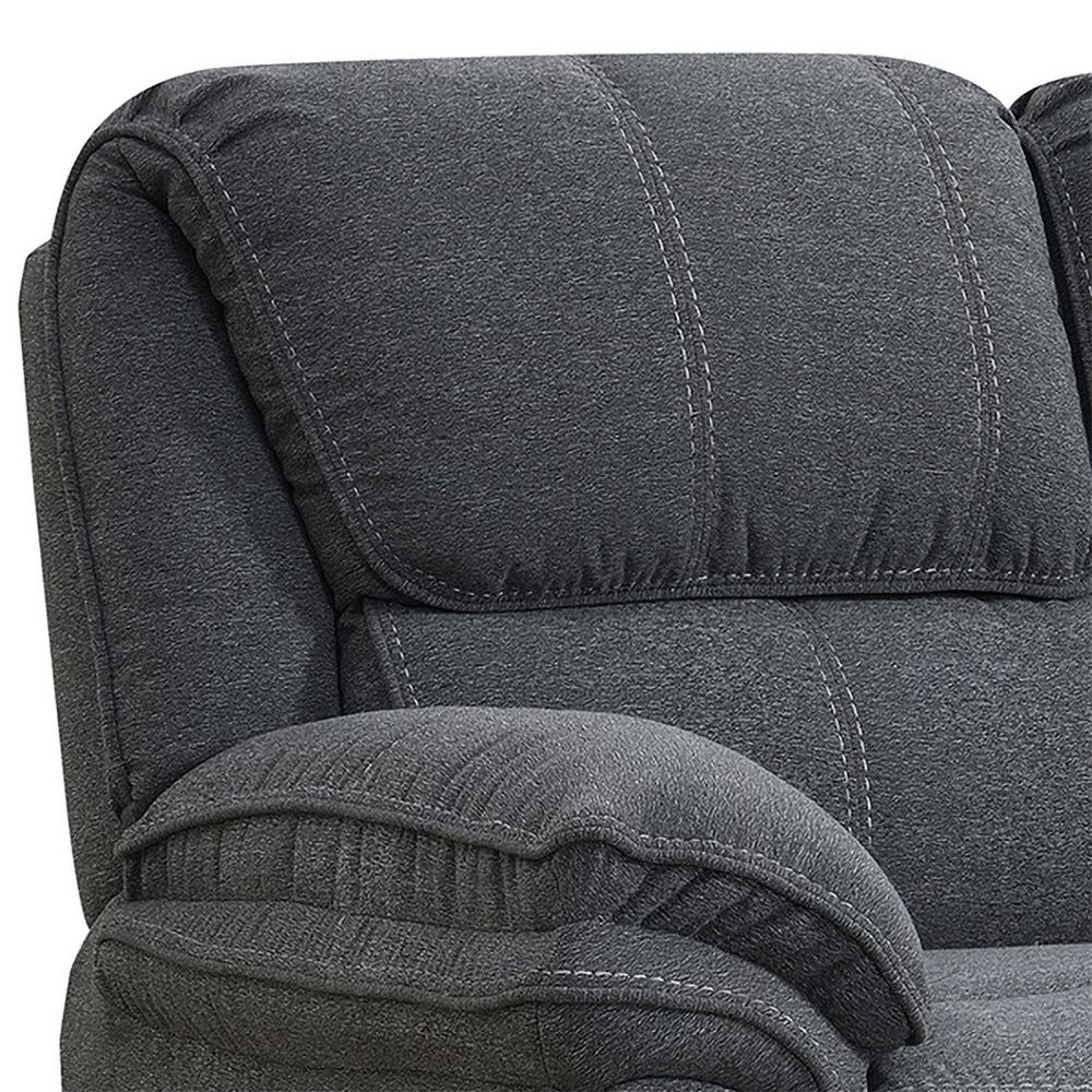 Brela Fabric Recliner 2 Seater Sofa In Dark Grey