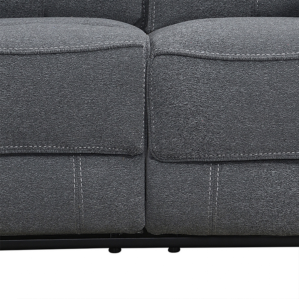 Brela Fabric Recliner 2 Seater Sofa In Dark Grey