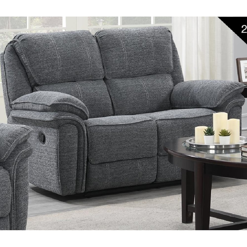 Brela Fabric Recliner 2 Seater Sofa In Dark Grey