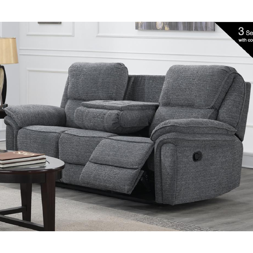 Brela Fabric Recliner 3+2 Seater Sofa Set In Dark Grey