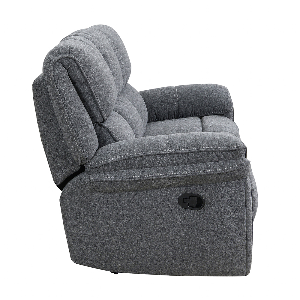 Brela Fabric Recliner 3 Seater Sofa In Dark Grey