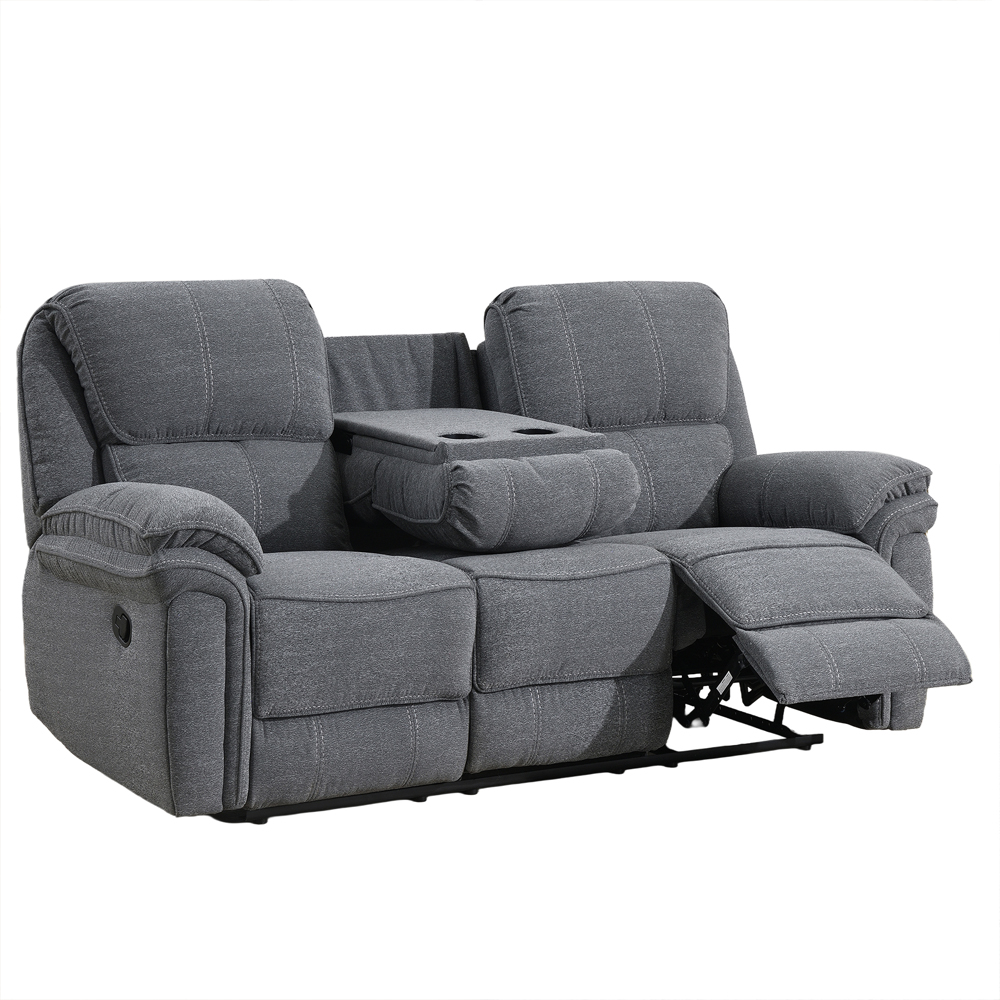 Brela Fabric Recliner 3 Seater Sofa In Dark Grey