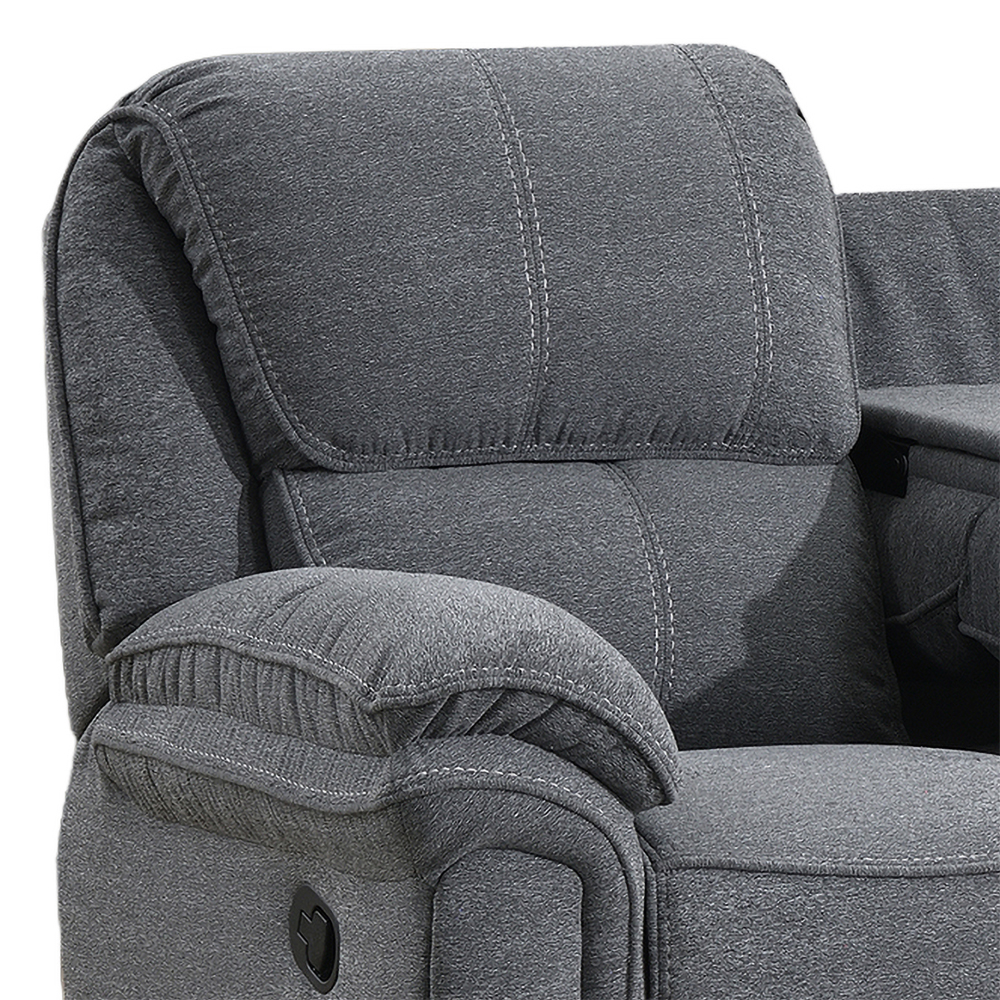 Brela Fabric Recliner 3 Seater Sofa In Dark Grey