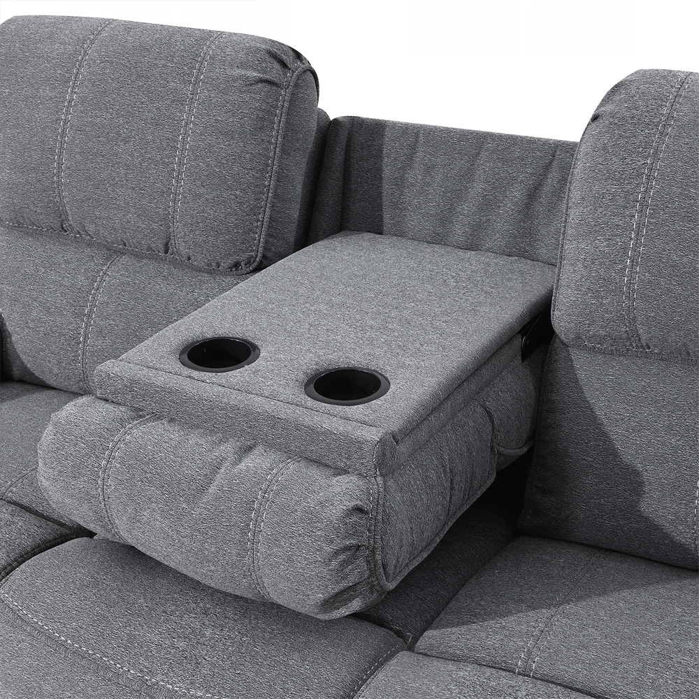 Brela Fabric Recliner 3 Seater Sofa In Dark Grey