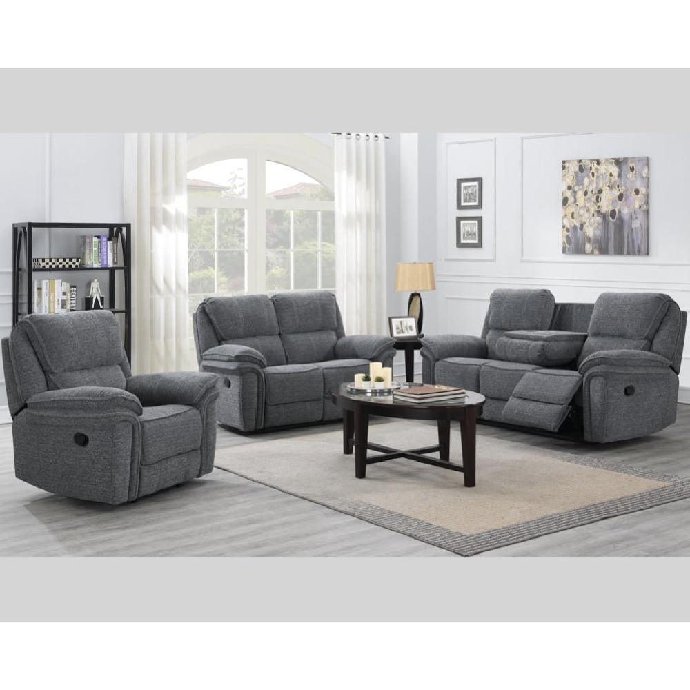 Brela Fabric Recliner Sofa Suite In Grey