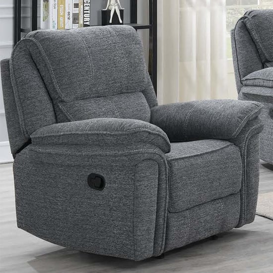 Brela Manual Recliner Fabric 1 Seater Sofa In Dark Grey
