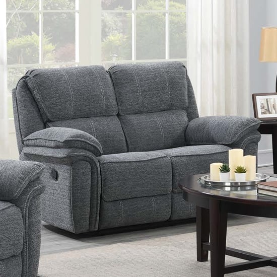 Brela Manual Recliner Fabric 2 Seater Sofa In Dark Grey