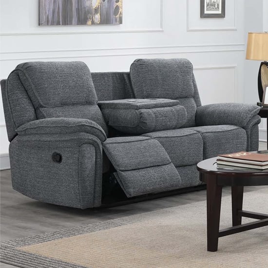 Read more about Brela manual recliner fabric 3 seater sofa in dark grey