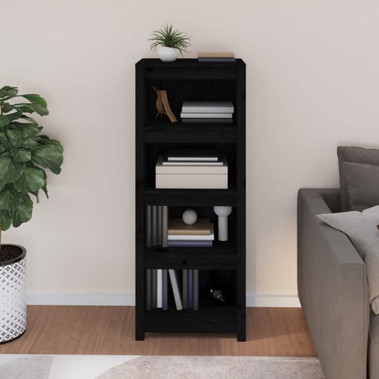 Read more about Brela pinewood bookcase with 3 shelves in black