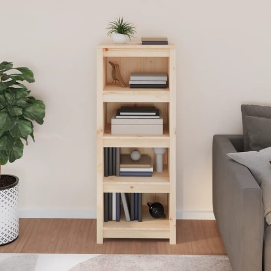 Brela Pinewood Bookcase With 3 Shelves In Brown