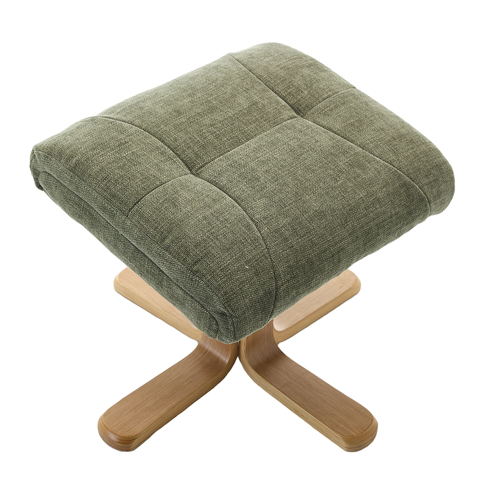 Brelon Fabric Swivel Recliner Chair with Footstool in Kellygreen
