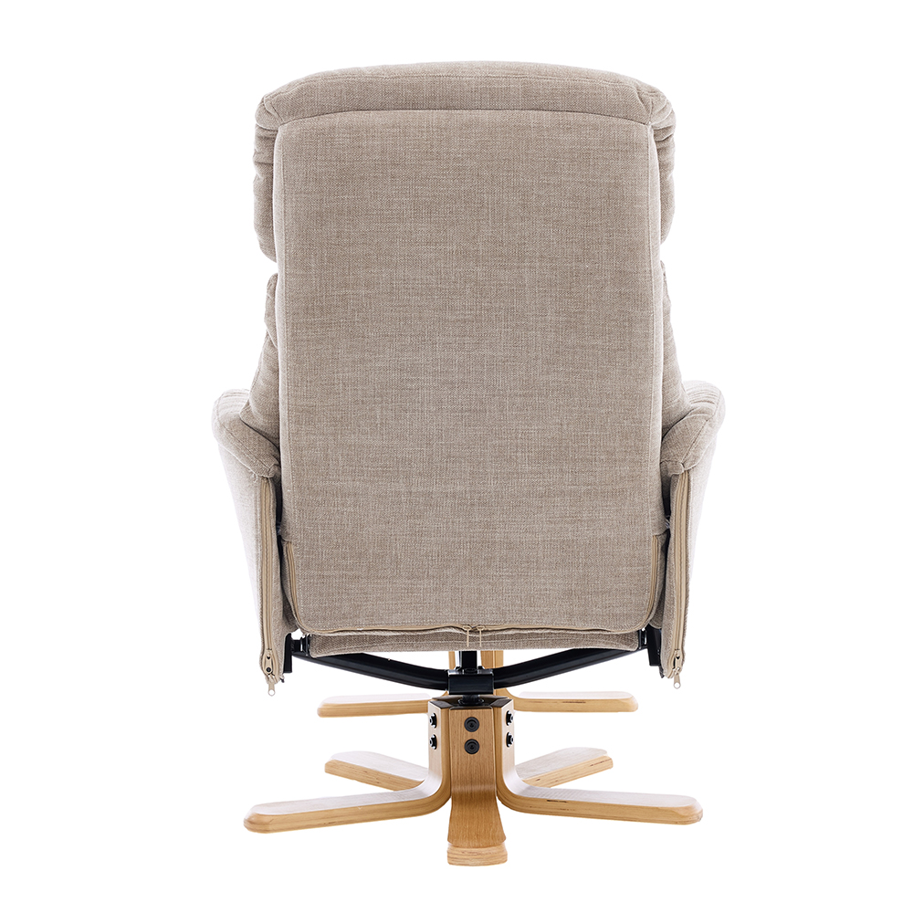 Brelon Fabric Swivel Recliner Chair with Footstool in Sandrift