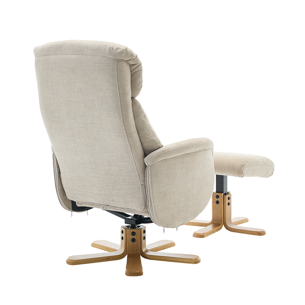 Brelon Fabric Swivel Recliner Chair with Footstool in Seashell