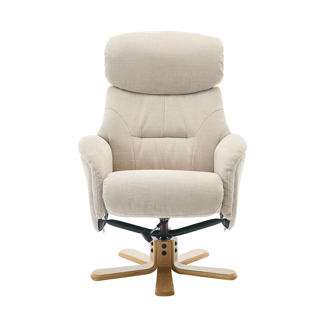 Brelon Fabric Swivel Recliner Chair with Footstool in Seashell