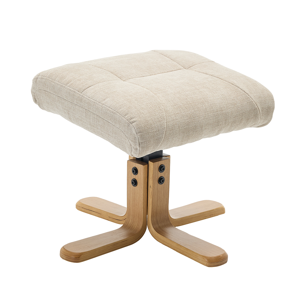Brelon Fabric Swivel Recliner Chair with Footstool in Seashell