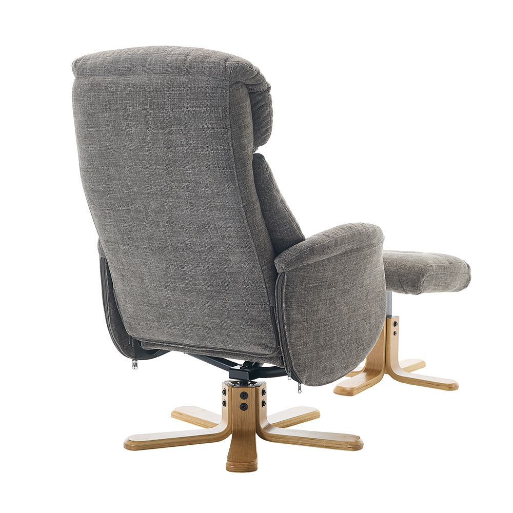 Brelon Fabric Swivel Recliner Chair with Footstool in Thunder