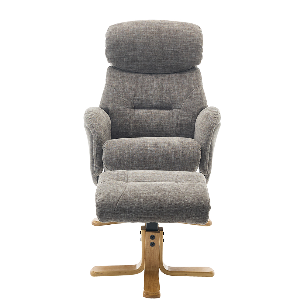 Brelon Fabric Swivel Recliner Chair with Footstool in Thunder