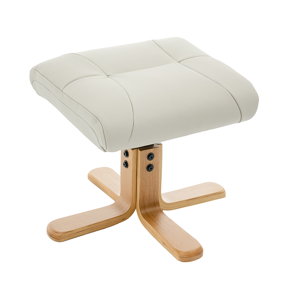 Brelon Leather Swivel Recliner Chair with Footstool in Mushroom