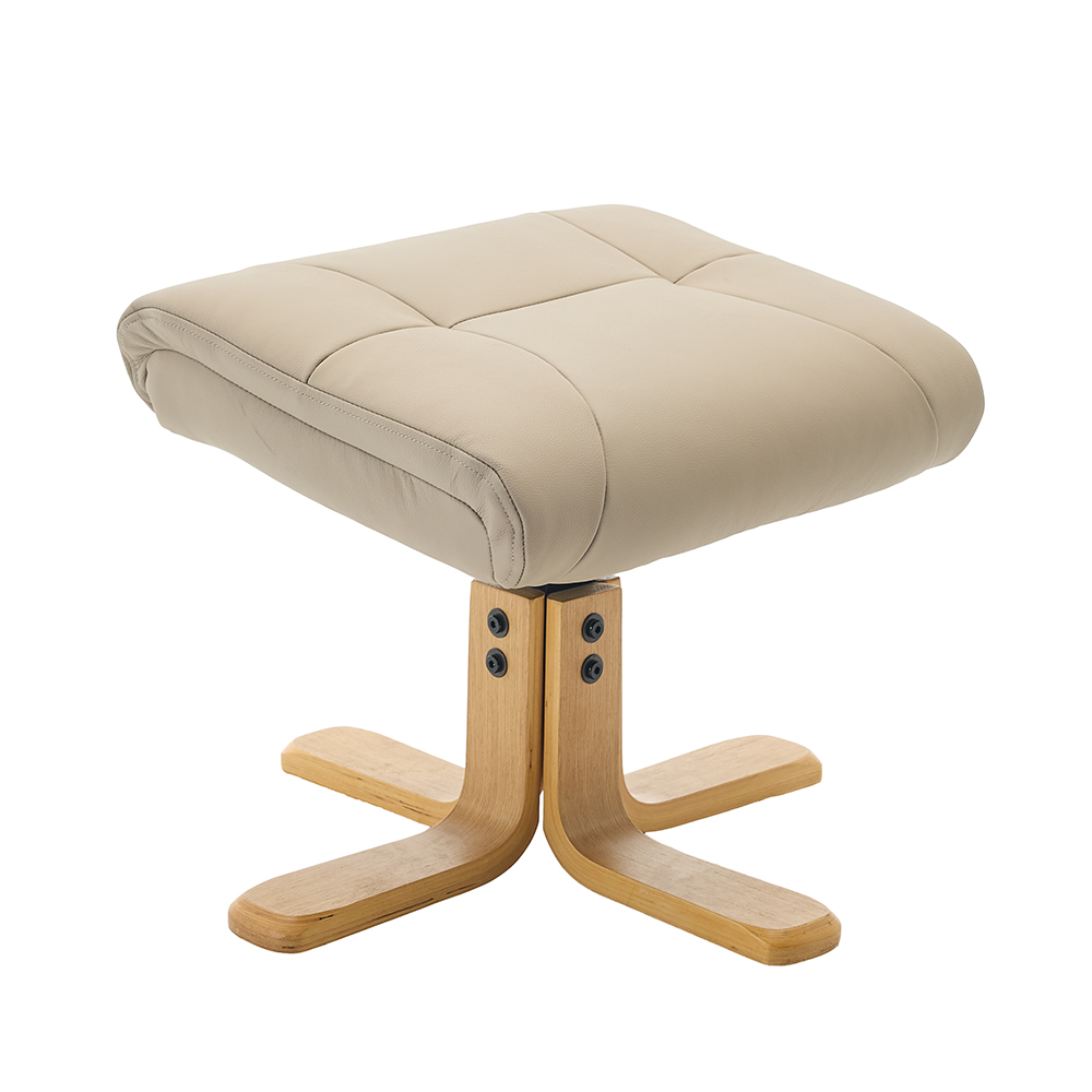 Brelon Leather Swivel Recliner Chair with Footstool in Pebble