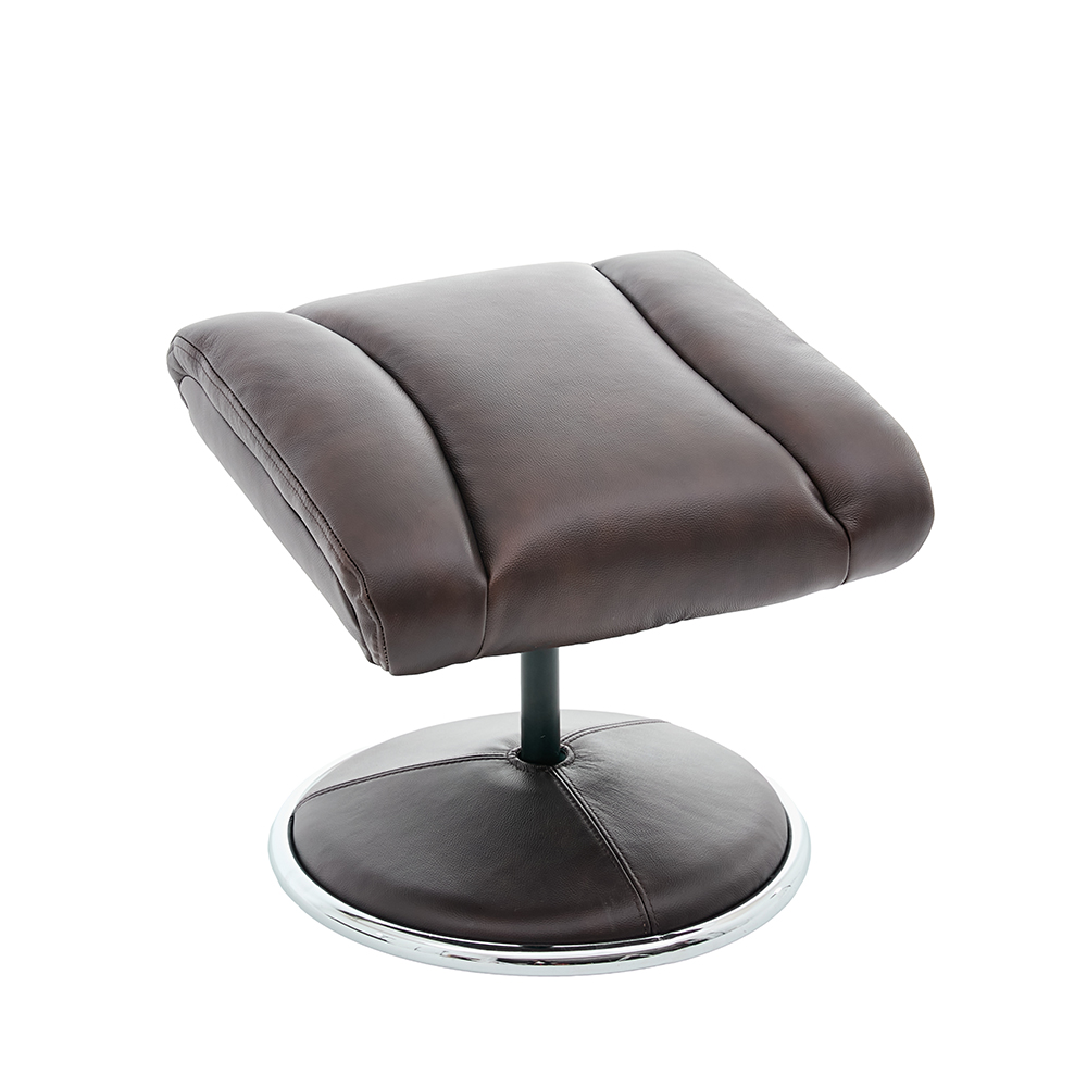 Brelon Leather Swivel Recliner Chair with Footstool in Russet