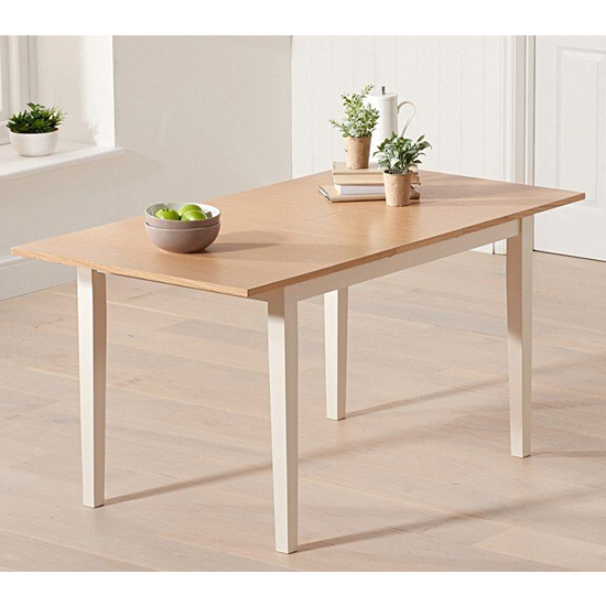 Ankila Extending Wooden Dining Table In Oak And Cream
