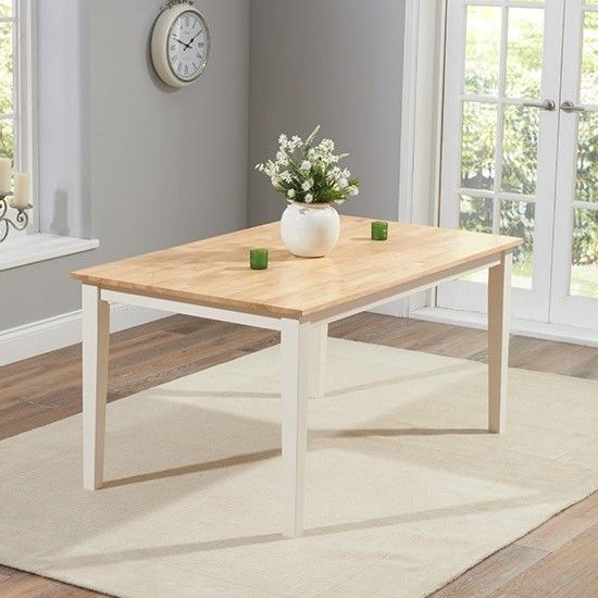 Ankila 150cm Wooden Dining Table With 2 Bench In Oak And Cream_3