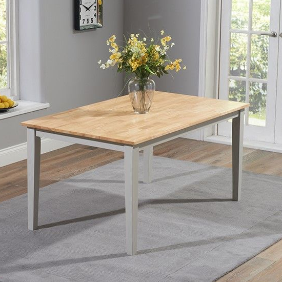 Ankila 150cm Wooden Dining Table With 2 Bench In Oak And Grey_3