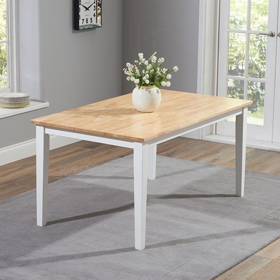 Ankila 150cm Wooden Dining Table With 2 Bench In Oak And White_3
