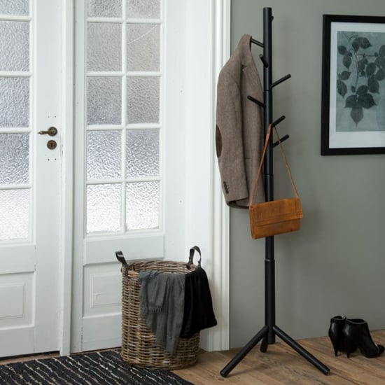 Photo of Brendon rubberwood coat stand in black