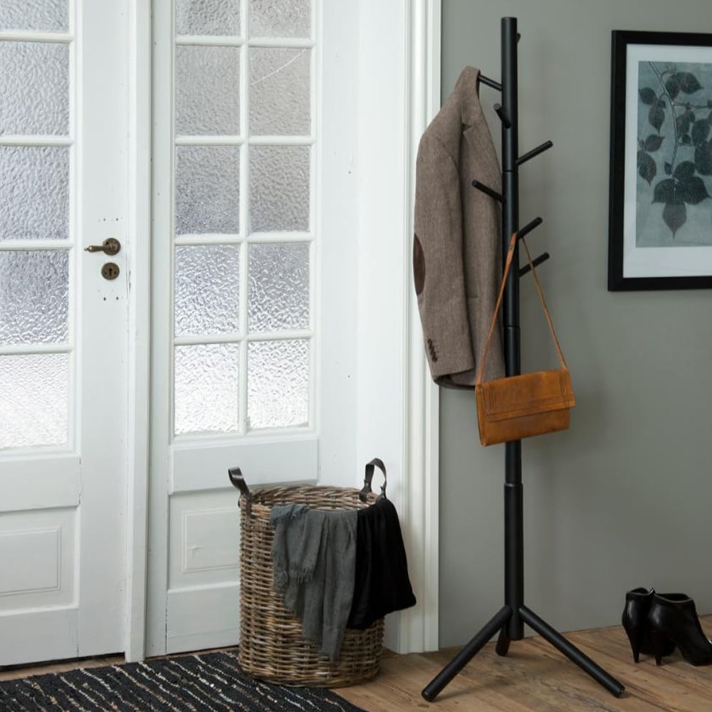 Brendon Wooden Coat Hanger Stand In Black