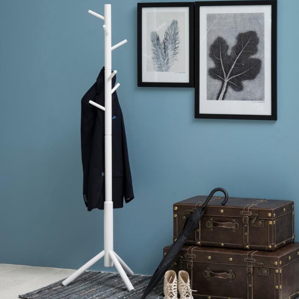 Brendon Wooden Coat Hanger Stand In White