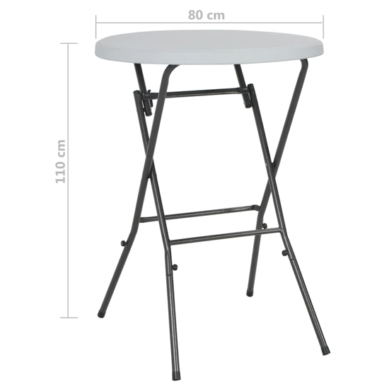 Brenna HDPE Folding Bar Table With Steel Legs In White